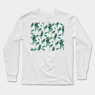 Green Charro Folklorico Dancer Pattern Long Sleeve T-Shirt